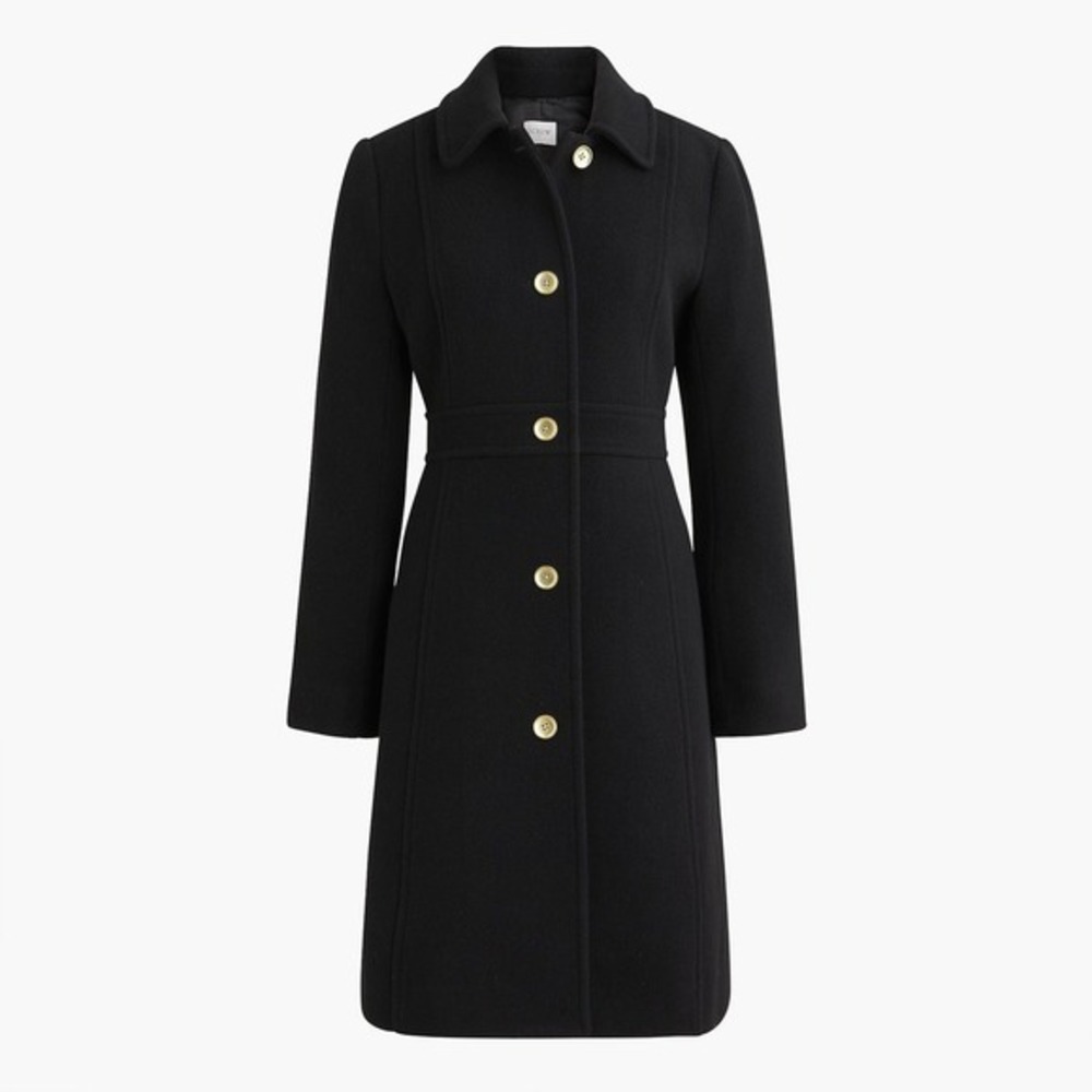 J Crew Wool-blend Lady Day Coat Black Size 10 AT107